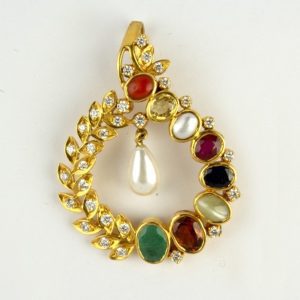 MGDM - DIAMOND AND NAVRATHNA STONE  PENDANT