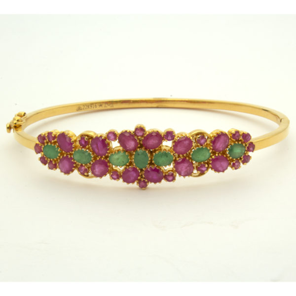MGDM - RUBY AND EMERALD BRIDAL KADA OVAL WITH LOCK