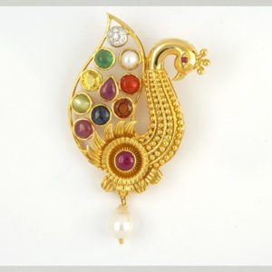 MGDM -  DIAMOND AND NAVRATHNA STONE  PENDENT