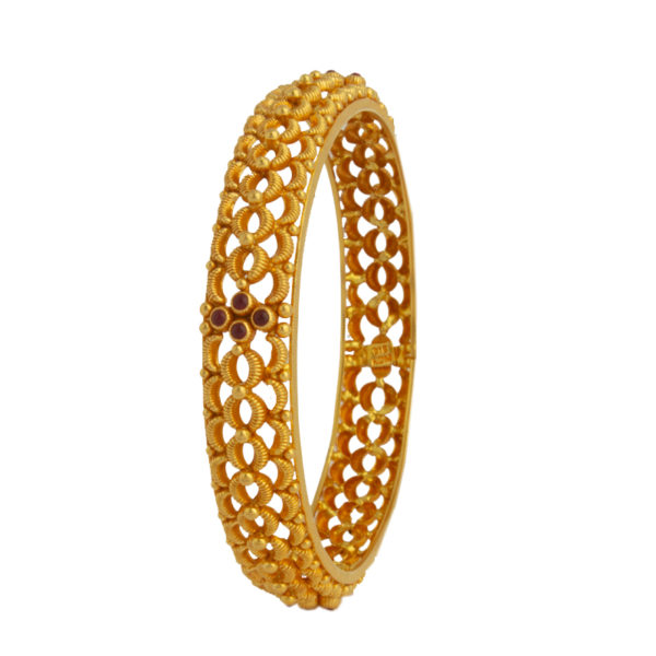 MGDM - ETHINC RED STONE BROAD WITHOUT SCREW BANGLE