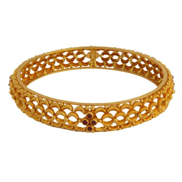 MGDM - ETHINC RED STONE BROAD WITHOUT SCREW BANGLE