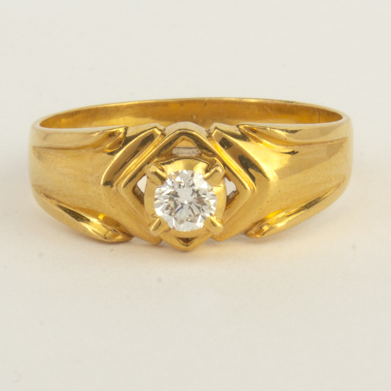 Manufacturer of 22kt gold close setting cz solitaire gents ring gr-003 |  Jewelxy - 102923
