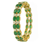 MGDM - DIAMOND AND EMERALD OPEN SETTING BANGLE