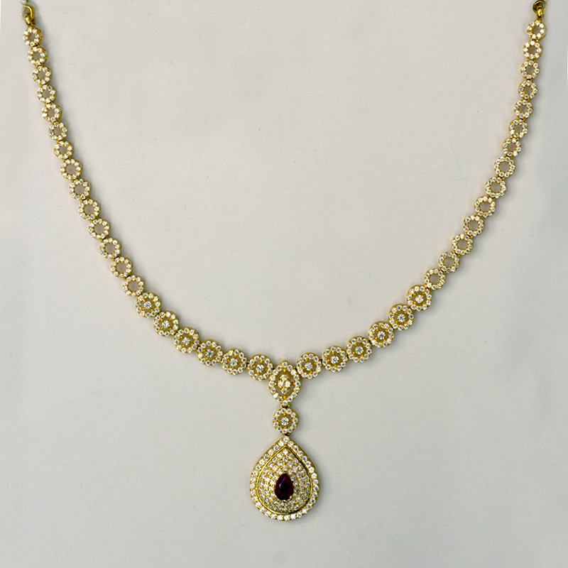 Subtle Charm: Half Stone Ball Necklace Set in Antique Gold – Simple and  Elegant Jewelry NL25966