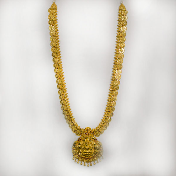 MGDM - KASU MALA STONE WITH PENDANT LAXMI STONE HARAM