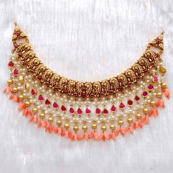 MGDM -  SEMI PRECIOUS WITH STUD BRIDAL NECKLACE