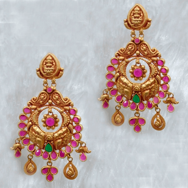 MGDM - RED POLISH STONE BRIDAL CHANDBALI