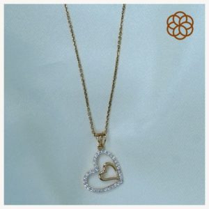 DIAMOND STUDDED OPEN SETTING PENDANT WITH CHAIN