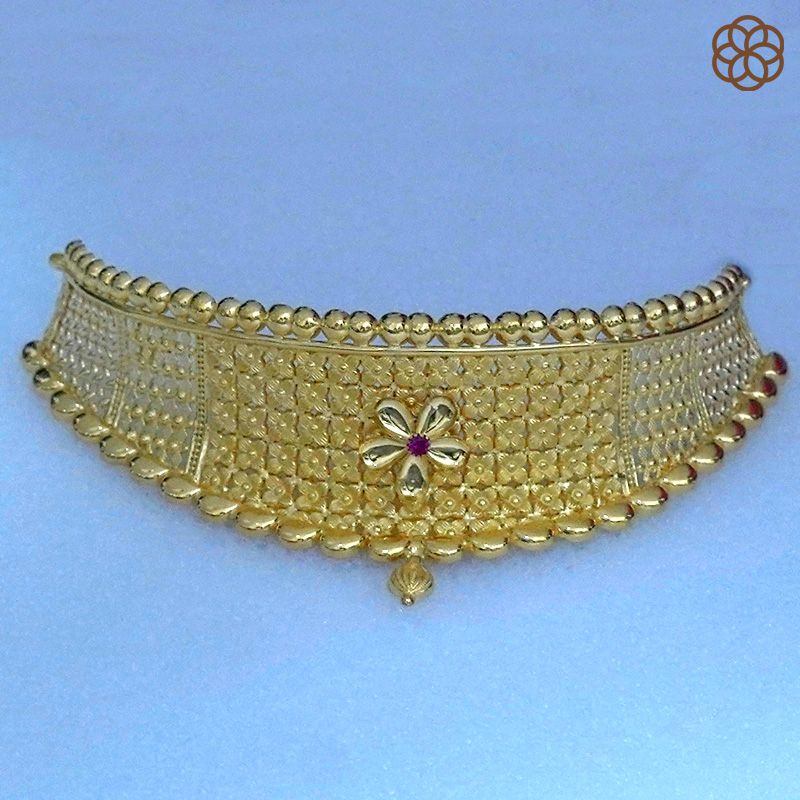Buy Yellow Chimes Gold-Plated Beads Drop Designed Bridal Choker Necklace  Set online
